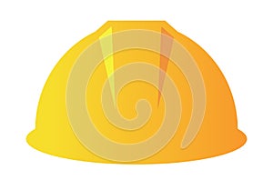 Yellow hard hat icon, vector cartoon