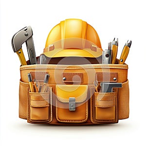 Yellow Hard Hat Tools Leather Tool Bag Construction Worker