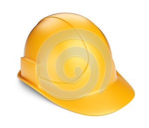 Yellow hardhat 3D. Construction tool.