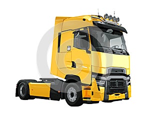 yellow haul diesel isolated load lorry machine work safety truck trailer
