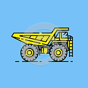 Yellow haul truck line icon