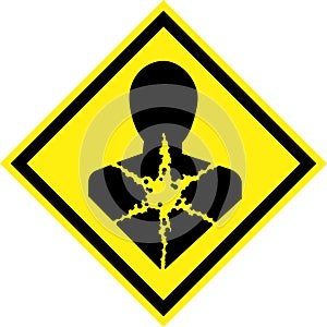 Yellow hazard sign with carcinogenic substances