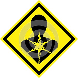 Yellow hazard sign with carcinogenic substances photo