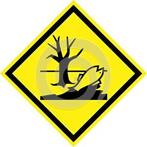 Yellow hazard sign with harmful chemicals