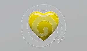 Yellow heart on white background valentine`s day photo