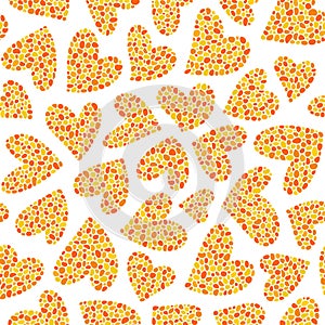 Yellow hearts on a white background