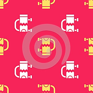 Yellow Heated towel rail icon isolated seamless pattern on red background. Vector