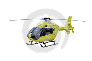 Yellow helicopter isolated on white background