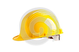 Yellow helmet isolated on white background with clipping path, protect to safety for engineer in construction site