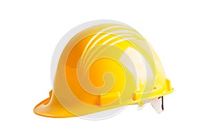 Yellow helmet isolated on white background with clipping path, protect to safety for engineer in construction site