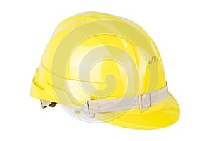 Yellow helmet safety for worker or engineer isolated with clipping path