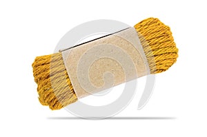 Yellow hemp rope isolated on white