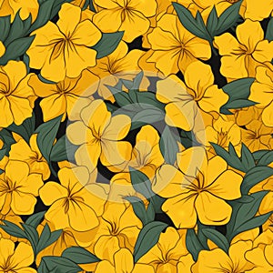 Yellow Flower Seamless Pattern Vector Illustration photo