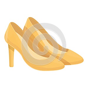 Yellow high heels shoes icon cartoon vector. Female fashion