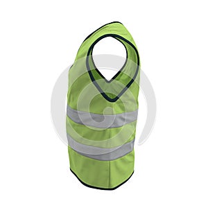 Yellow High Visibility Safety Jacket. Isolated 3D Illustration On White Background