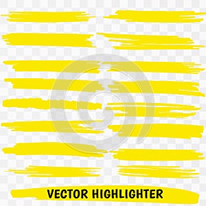 Yellow Highlighter Marker Strokes.