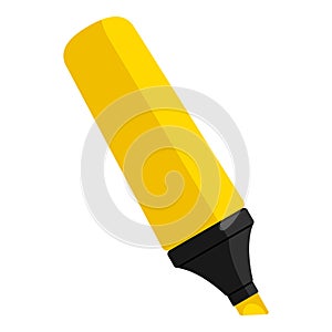 Yellow Highlighter Pen Flat Icon on White