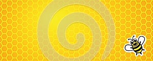 Yellow honeycomb background with honey bee