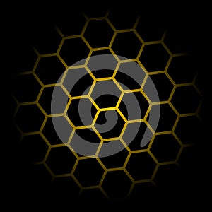 Yellow Honeycomb background. Honeycomb seamless pattern. Geometric hexagons background. Vector illustration