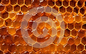 Yellow Honeycomb closeup background. IA Generative