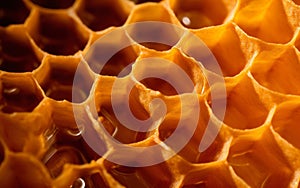 Yellow Honeycomb closeup background. IA Generative