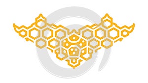 Yellow Honeycomb Hexagon Pattern Border, vector design Generative AI