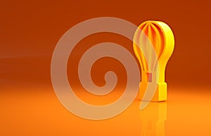 Yellow Hot air balloon icon isolated on orange background. Air transport for travel. Minimalism concept. 3d illustration