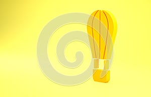 Yellow Hot air balloon icon isolated on yellow background. Air transport for travel. Minimalism concept. 3d illustration