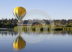 Yellow Hot air Balloon Reflected in River