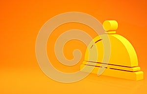 Yellow Hotel service bell icon isolated on orange background. Reception bell. 3d illustration 3D render