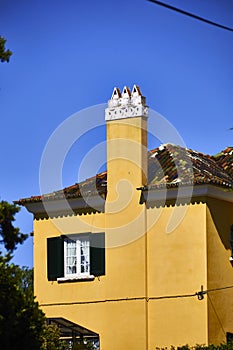 Yellow house facade in Estoril