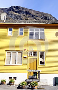 Yellow House with Green Plants @ Front Door