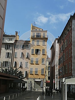 Yellow house on old street