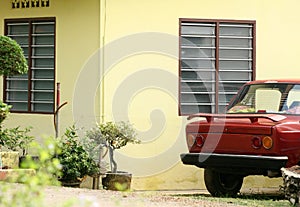 Yellow House and Outdoor Garage