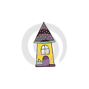 Yellow house vector illustration in cartoon style. Flat modern house in nature. Clear colors illustration for game,ui