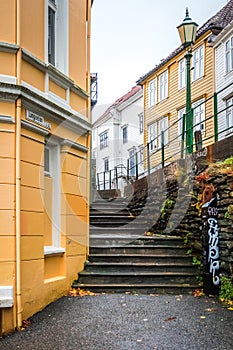 Yellow houses in the Bergen old town