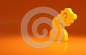 Yellow Human head with question mark icon isolated on orange background. Minimalism concept. 3d illustration 3D render