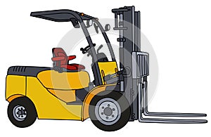 Yellow hydraulic forklifts photo