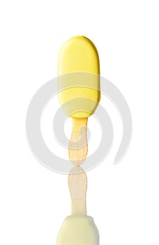 Yellow Ice Cream Stick on Isolated White Background