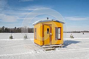 Yellow Ice Fishing Cabins in Ste-Rose Laval