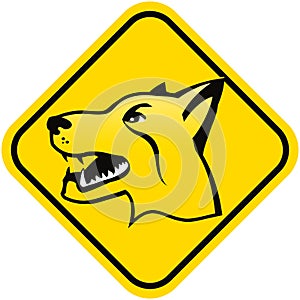 Yellow icon depicting the head of an aggressive dog