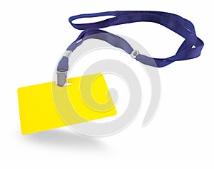 Yellow ID card and blue lanyard