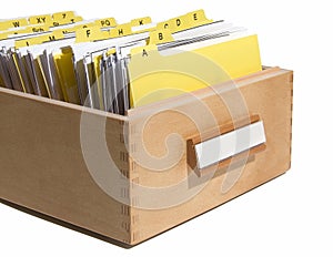 Yellow index in card box