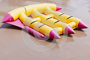 Yellow inflatable boats