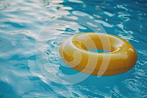 Yellow inflatable ring in a pool