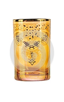 Yellow inlaid glass on white background