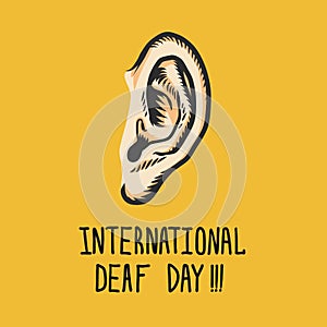 Yellow international deaf day concept background, hand drawn style