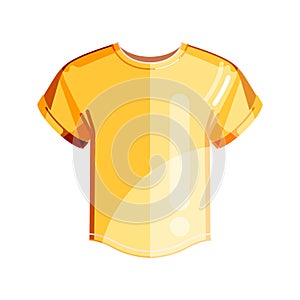 Yellow jersey isolated on white background. Colorful flat mellow Johnny T-shirt. Cartoon vector illustration for poster