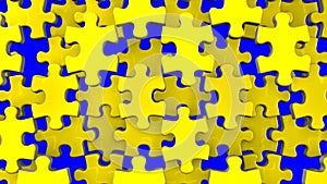 Yellow Jigsaw Puzzle On Blue Chroma Key