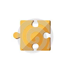 Yellow jigsaw puzzle piece flat design illustration. Concept of teamwork, solution, problem